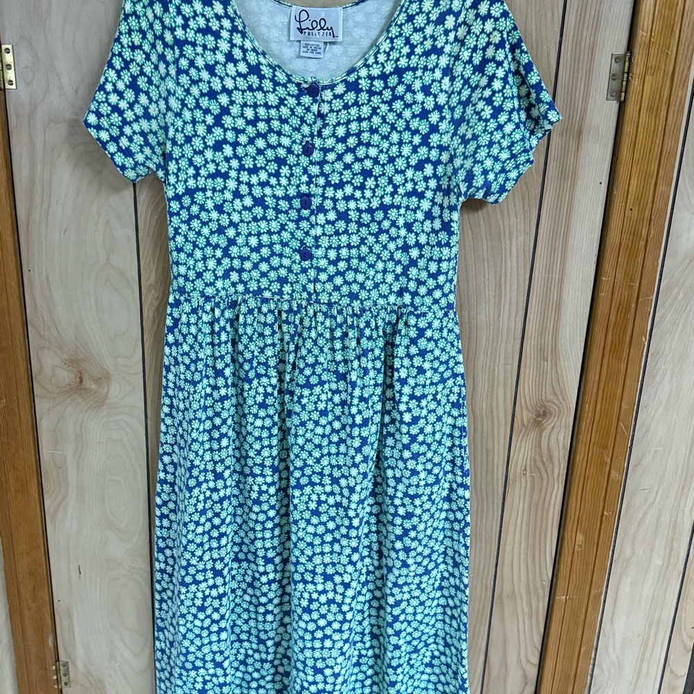 VTG LILLY PULITZER FLORAL SHIRTWAIST  DRESS W POCKETS SIZE S/M?